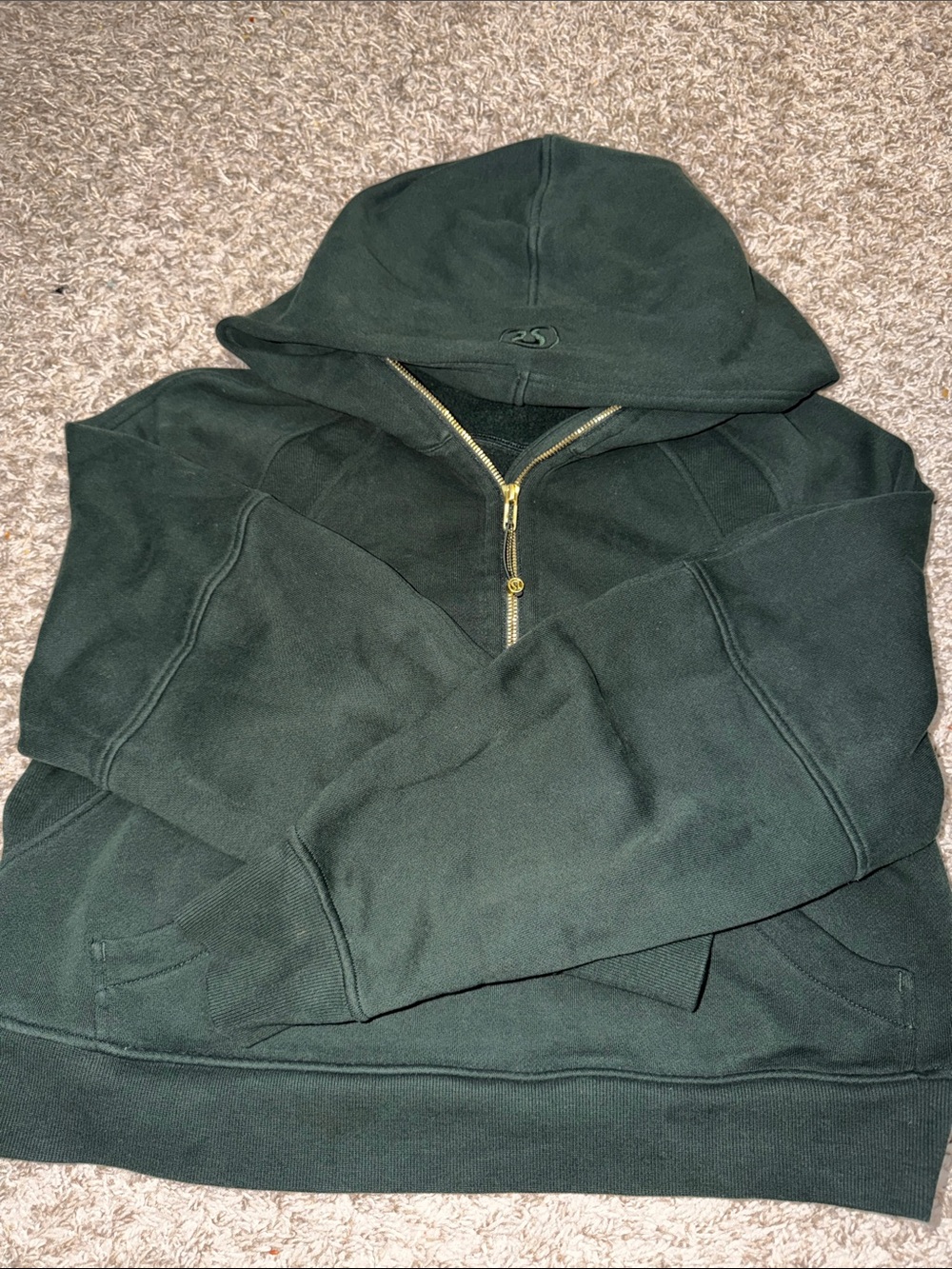 Lululemon Dark Green Half-Zip Hoodie Sweater